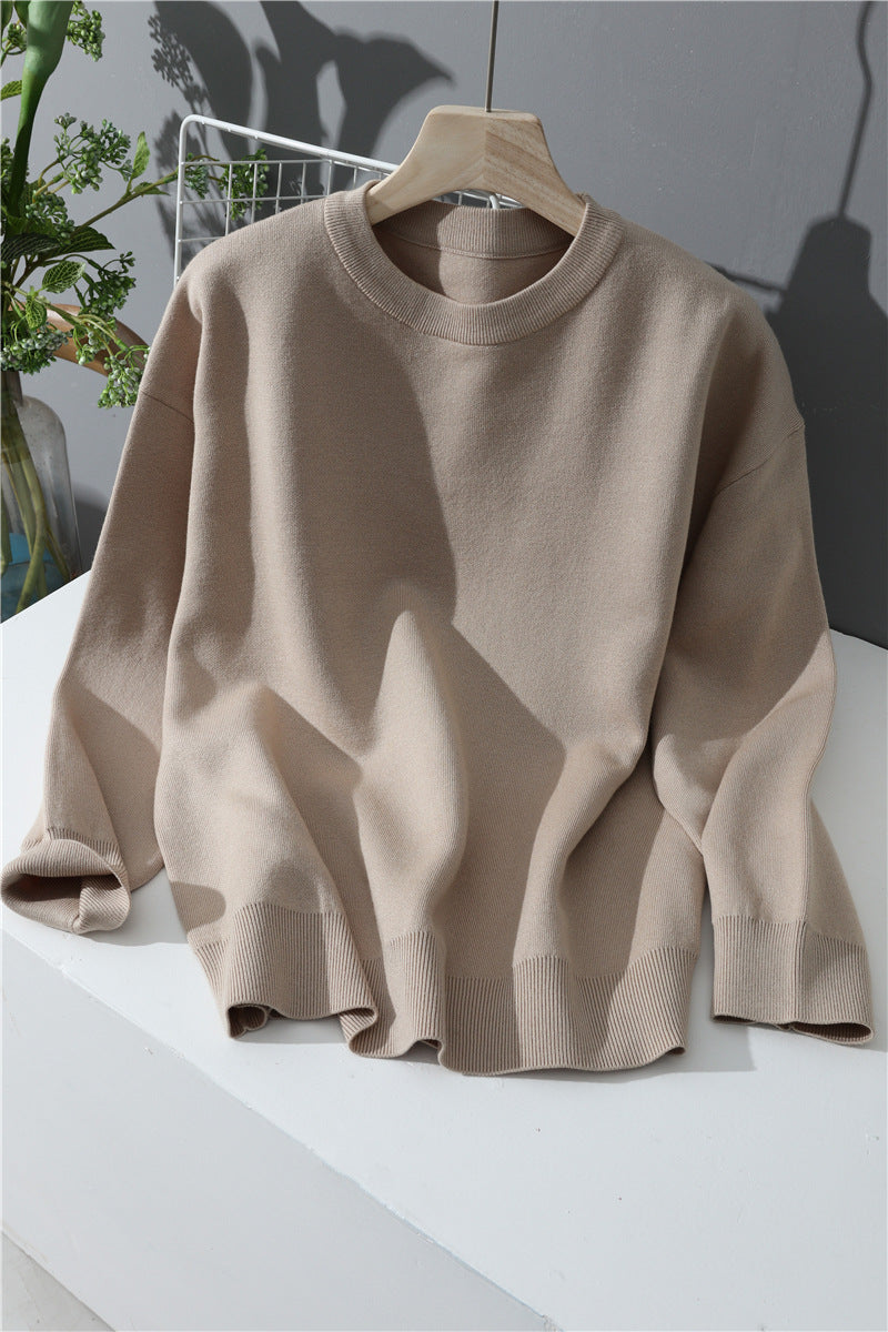 Damen Leichter Baumwoll-Mix Rundhals-Pullover mit minimalistischem Schnitt Echo Archiv