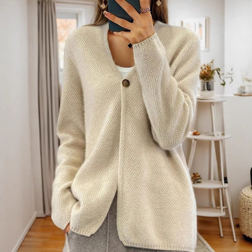 Damen nan strukturierter Strickcardigan mit V-Ausschnitt und verdeckter Knopfleiste Echo Archiv