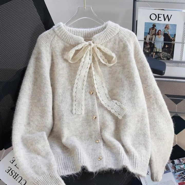 Damen Verspielter Strickcardigan mit Schleifenakzenten – Veloura