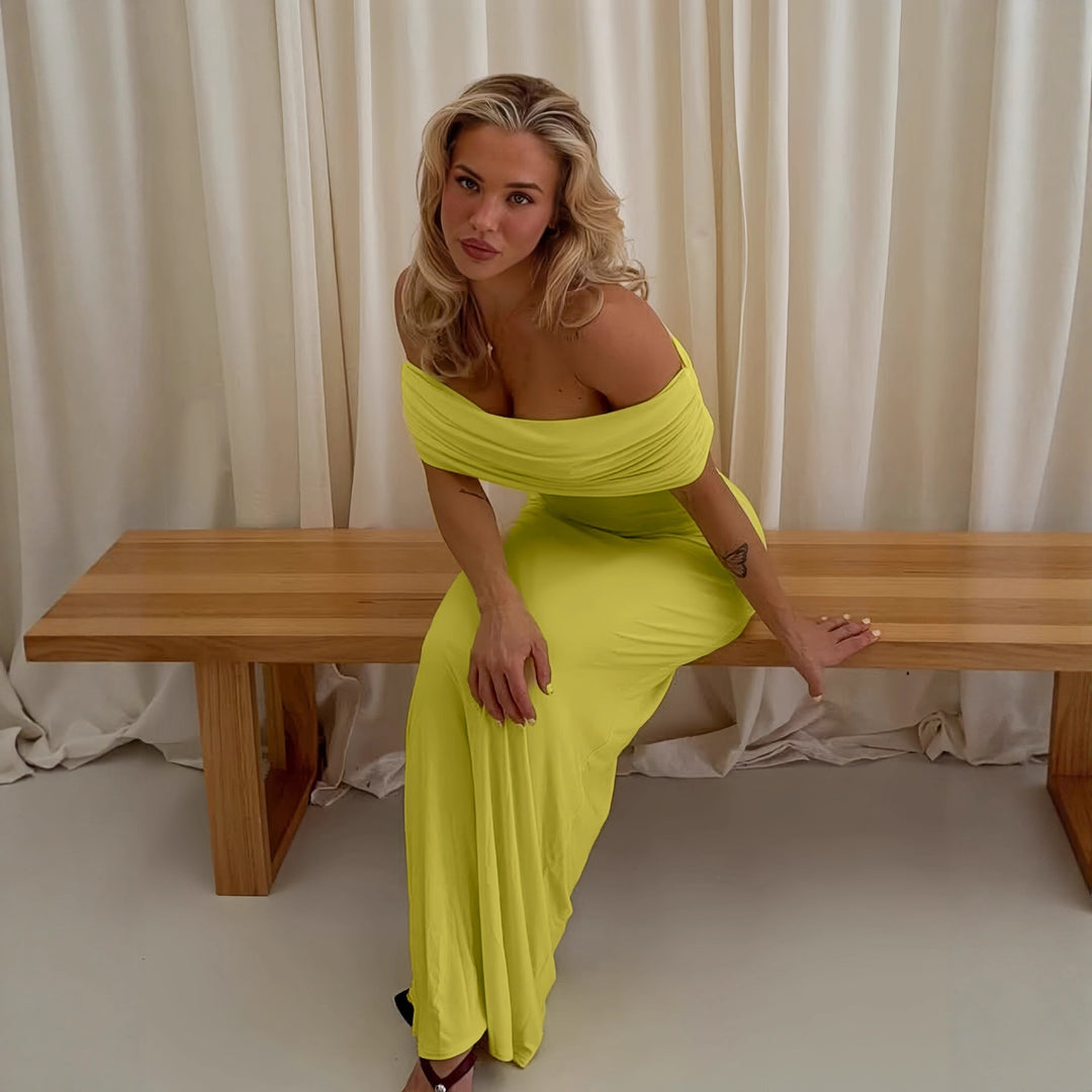 Damen Off-Shoulder Maxikleid mit dekorativen Rüschendetails Echo Archiv
