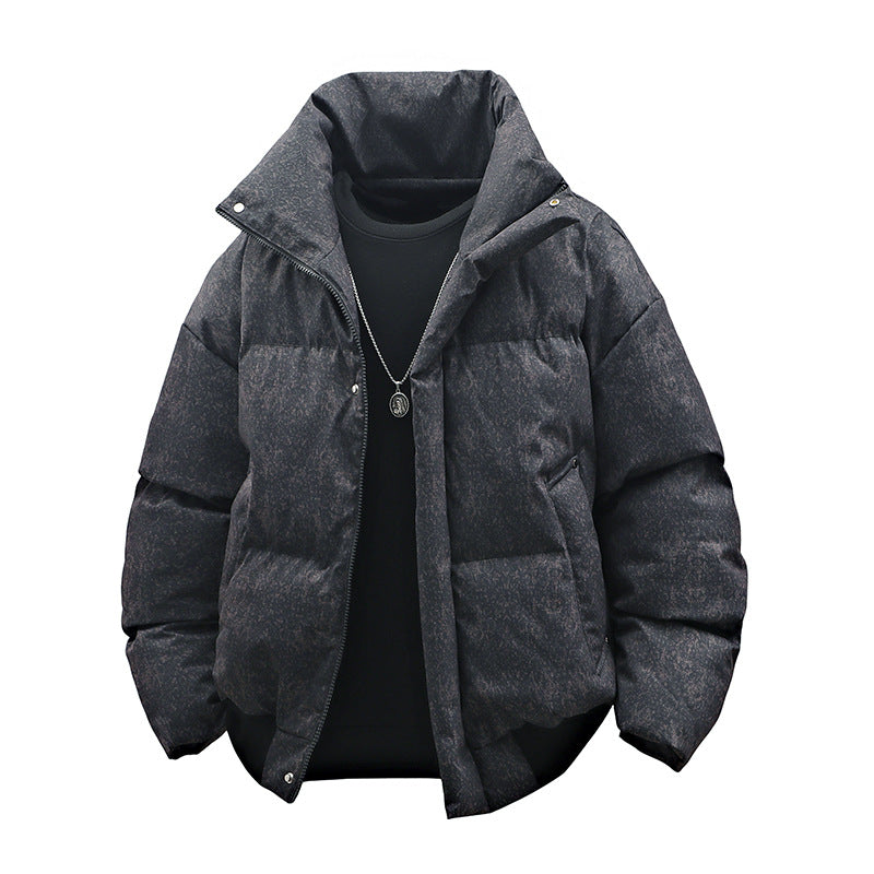 Herren Kurze wattierte Steppjacke mit hohem Stehkragen und matter Strukturoptik Echo Archiv