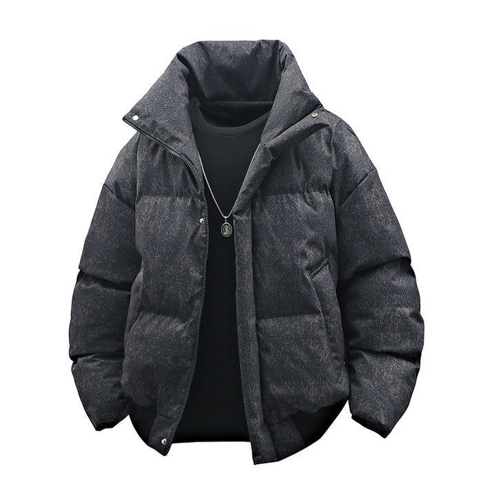 Herren Kurze wattierte Steppjacke mit hohem Stehkragen und matter Strukturoptik Echo Archiv
