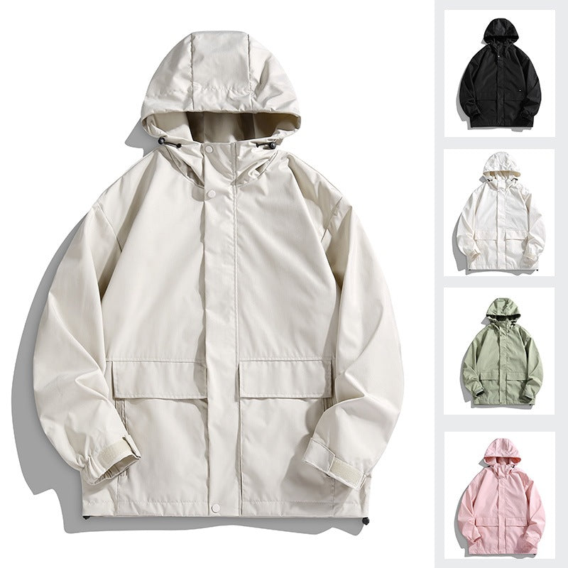 Unisex Wasserdichte Kapuzen-Übergangsjacke mit verstellbarer Kapuze & Utility-Taschen Echoarchiv