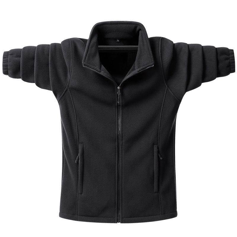 Herren klassische Fleecejacke mit durchgehendem Reißverschluss, Stehkragen und verdeckten Taschen – Taviero