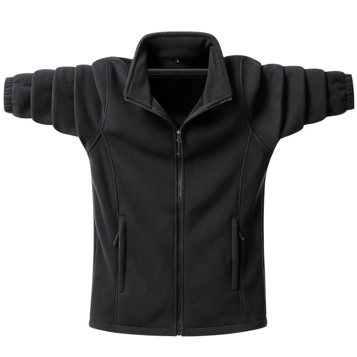 Herren klassische Fleecejacke mit durchgehendem Reißverschluss, Stehkragen und verdeckten Taschen – Taviero