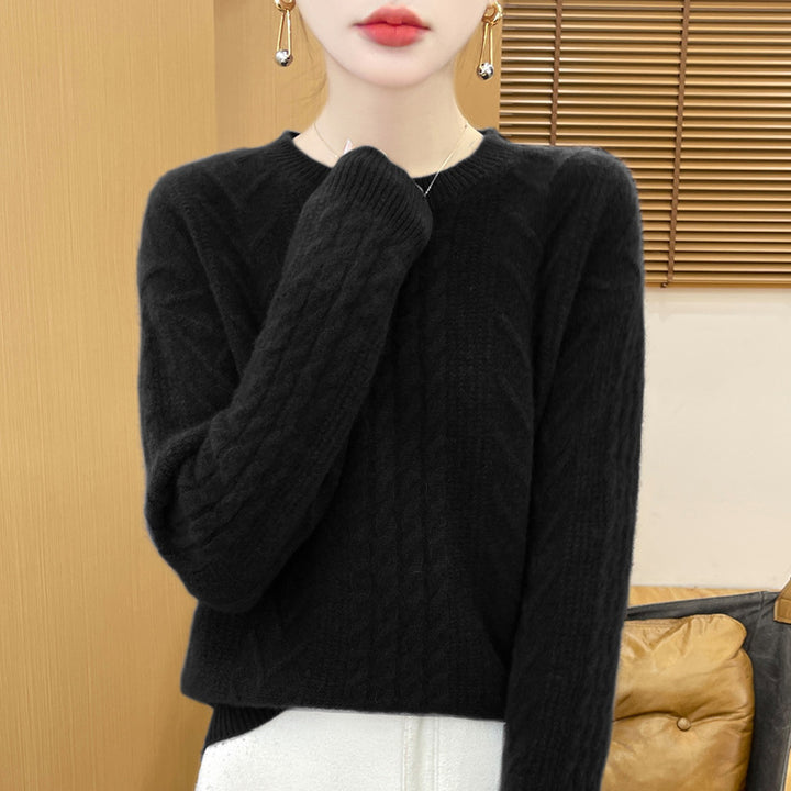 Damen Kurzpullover mit Zopfmuster, Rundhals und kaschmirähnlicher Weichheit Echoarchiv