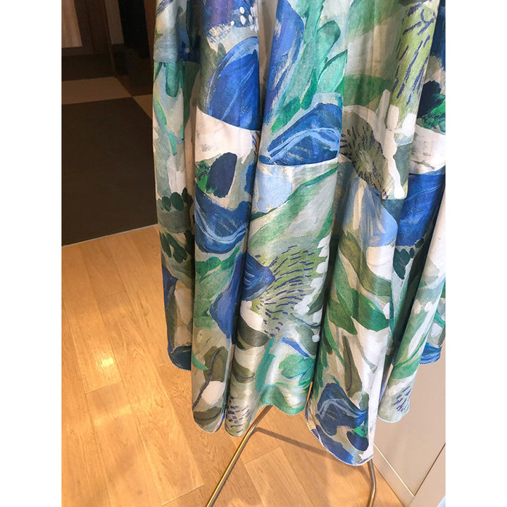 Damen Zweiteiliges Set: Gehäkelte Spitzenbluse mit ellbogenlangen Ärmeln & Floraler taillenhoher Midirock Echo Archiv