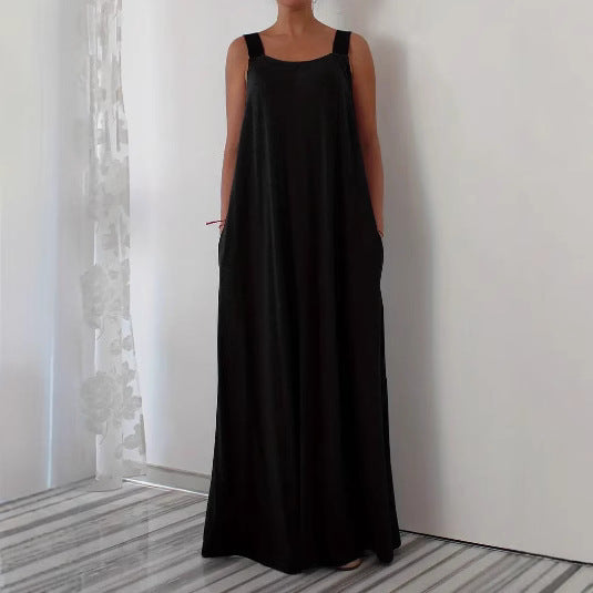 Damen luftiges Maxikleid mit verstellbaren Trägern und Taschen Echo Archiv