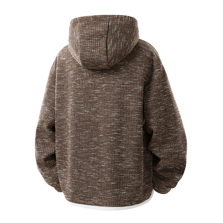 Herren Oversize Strick-Kapuzenpullover mit Druckknopf-Leiste und melierter Struktur Echo Archiv