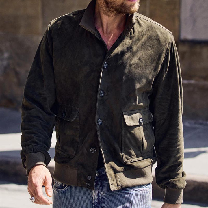 Herren elegante Wildlederjacke mit modernen Details Echoarchiv