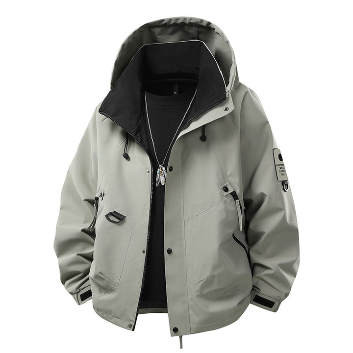 Herren Nano wind- und wasserdichte Softshell-Outdoojacke mit verstaubarem Kapuze, Utility-Taschen und verstellbaren Manschetten – Taviero