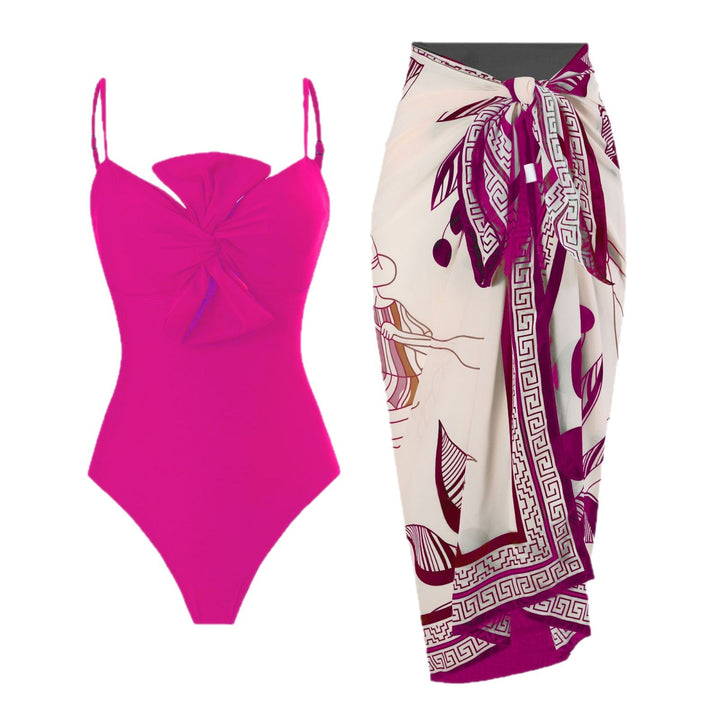 Damen Badeanzug mit elegantem Wickeldesign und floralem Pareo Echo Archiv