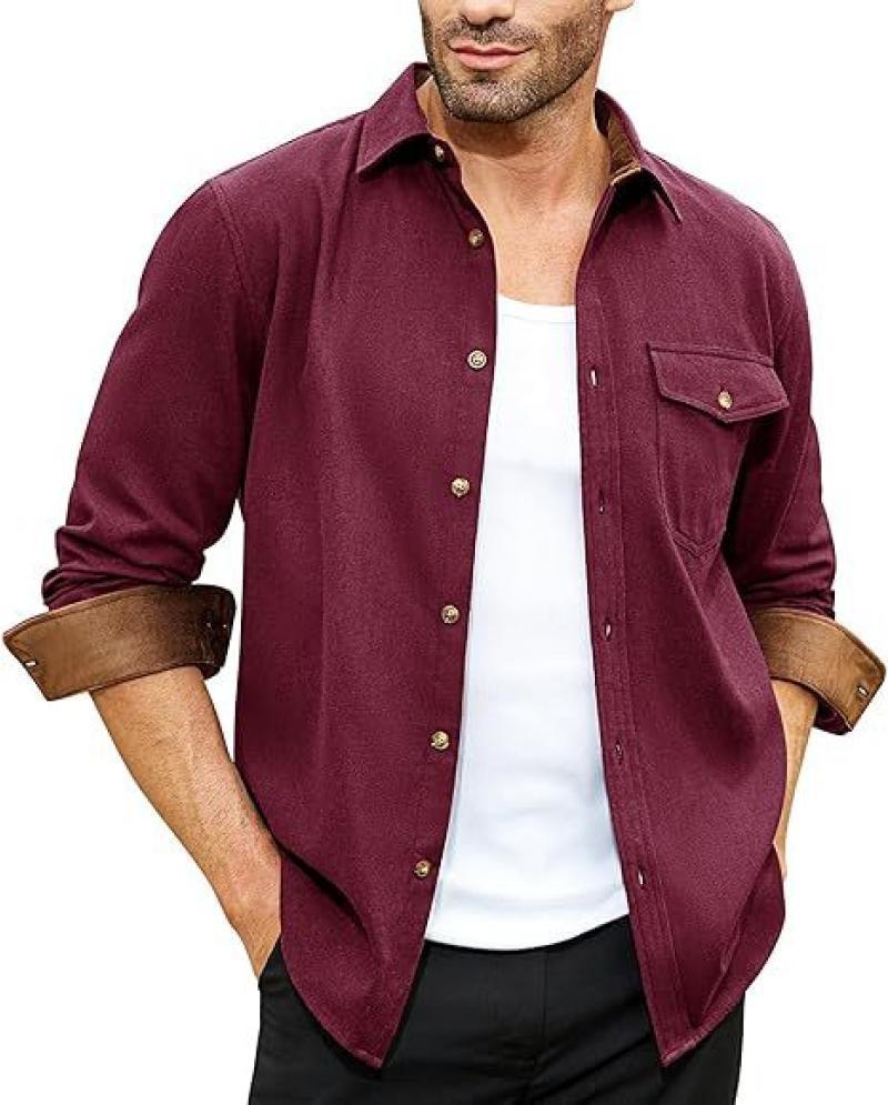 Herren Langarmhemd mit hochwertigem Flanell und praktischer Brusttasche Echoarchiv