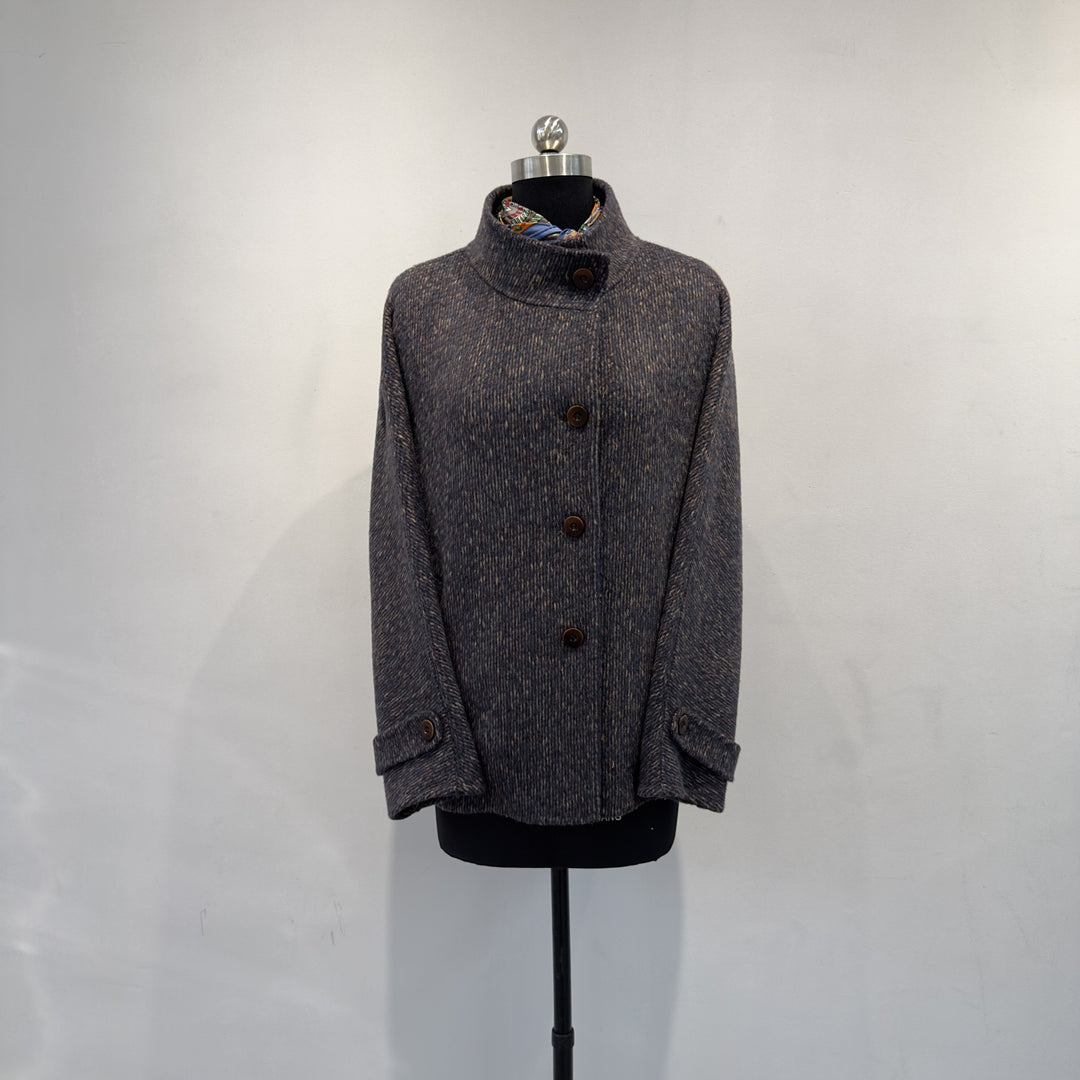 Damen Vintage-inspirierte strukturierte Knopfjacke Echoarchiv