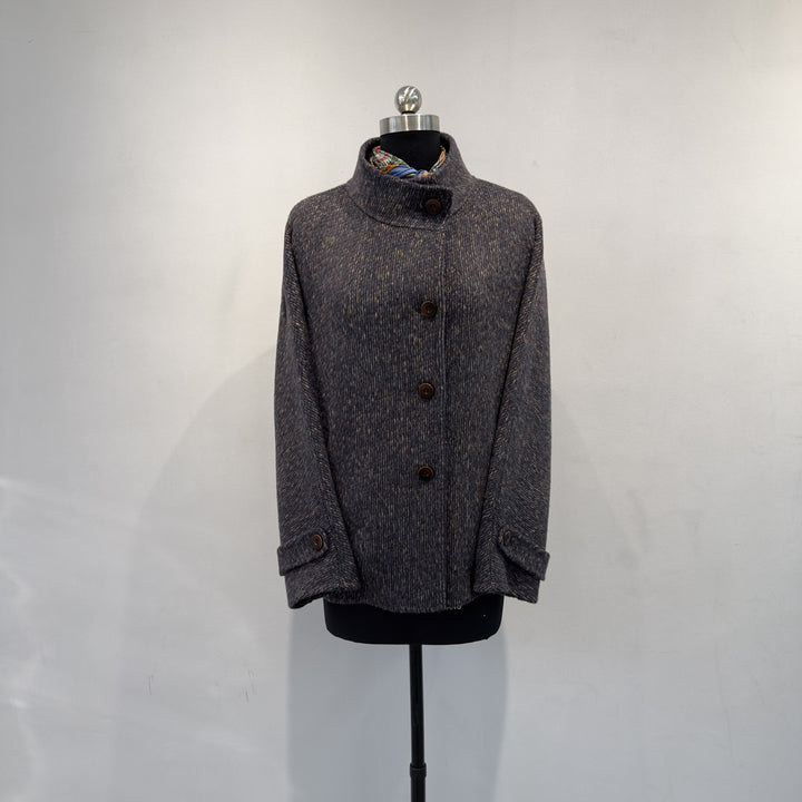 Damen Vintage-inspirierte strukturierte Knopfjacke Echoarchiv