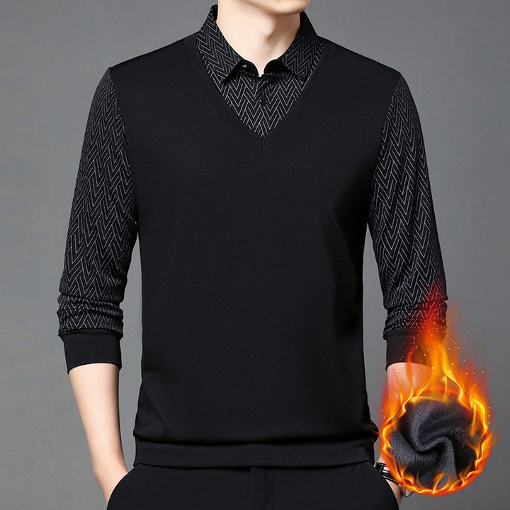 Herren modisches Langarmshirt mit strukturiertem Kragen und feuchtigkeitsregulierenden Eigenschaften Echoarchiv