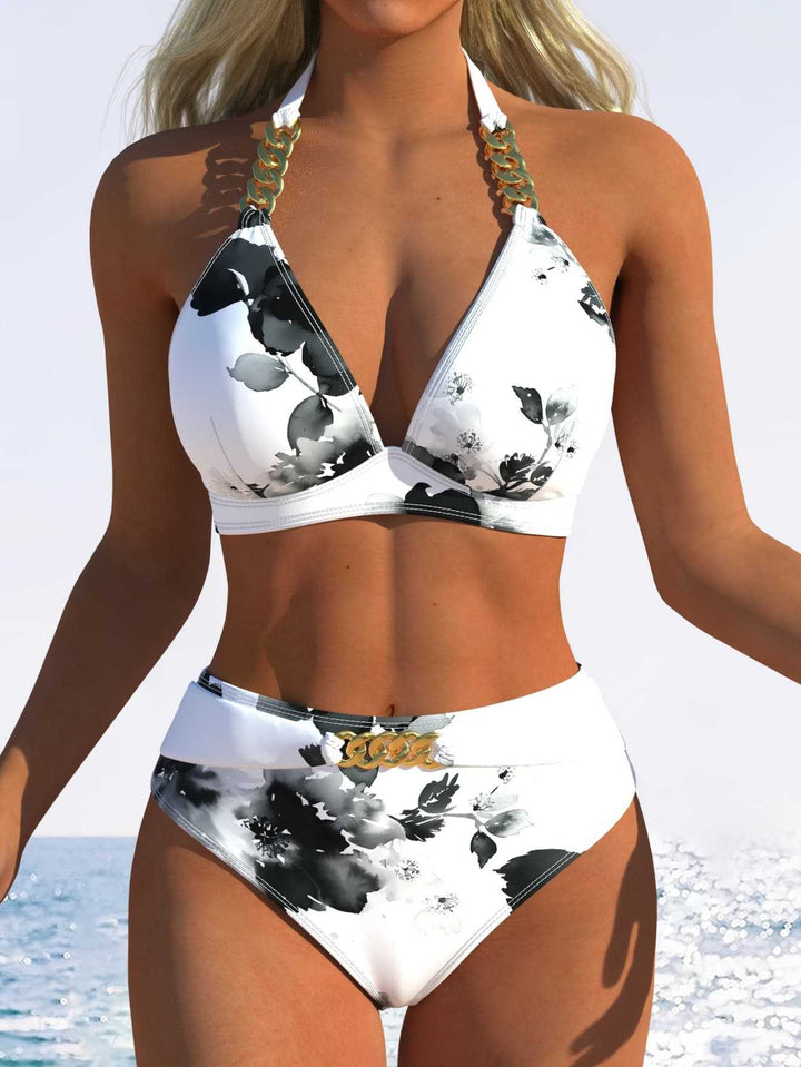 Damen Triangel-Bikini mit verstellbaren Bindebändern und modischem Wellenmuster Echo Archiv