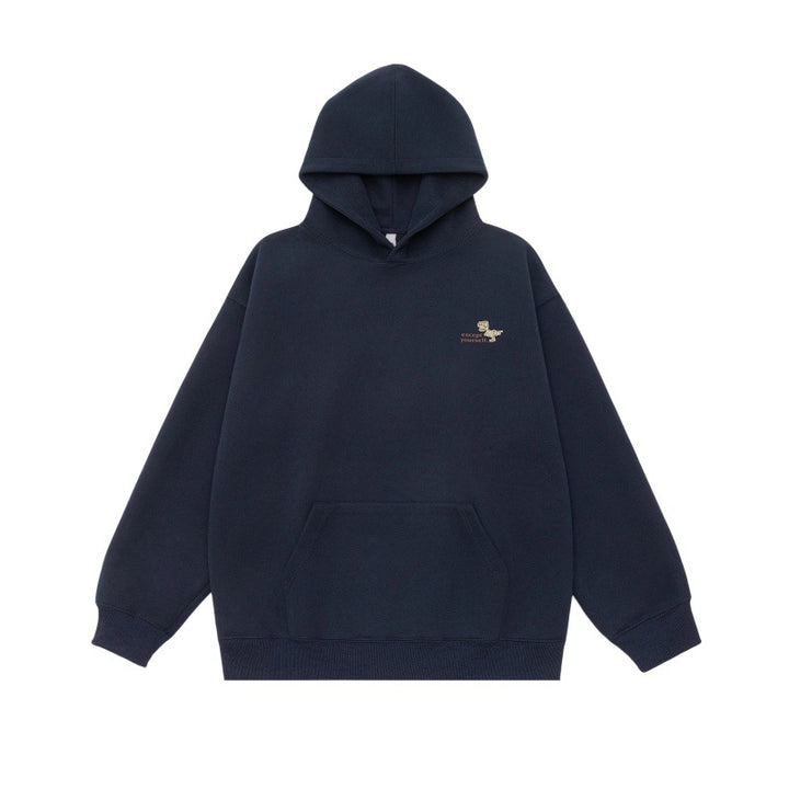 Unisex Oversize-Kapuzenpullover aus schwerer French-Terry mit Kängurutasche und dezenter Bruststickerei Echoarchiv