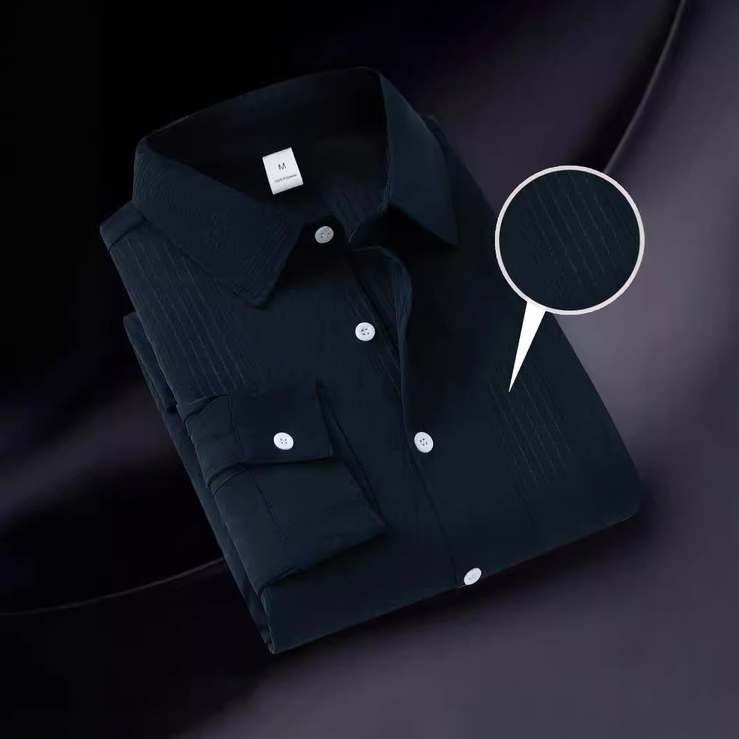 Herren modernes Langarmhemd mit strukturiertem Design Echoarchiv