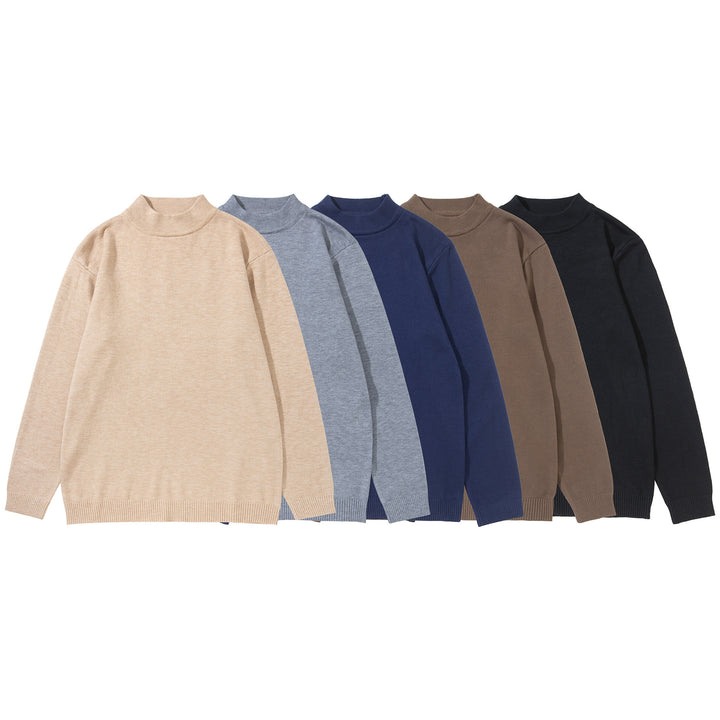 Unisex Minimalistischer Feinstrick-Mockneck mit extra breitem Rippsaum Echoarchiv