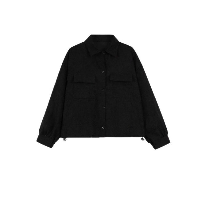 Damen Kurzgeschnittene Cordjacke mit Oversize-Ärmeln und Brusttaschen – Célinea