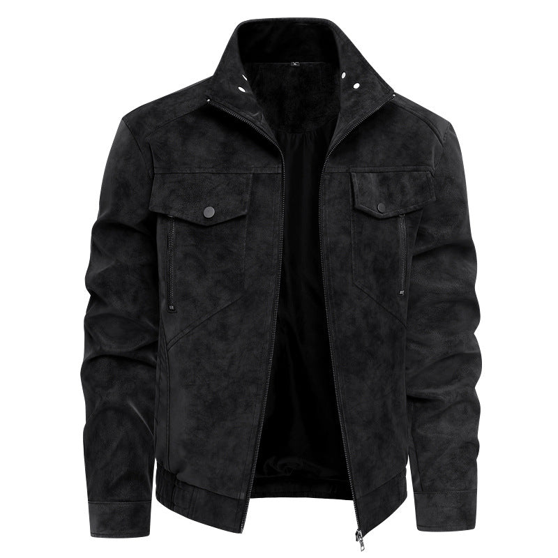 Herren Modische Kunstlederjacke mit praktischen Taschen Echo Archiv