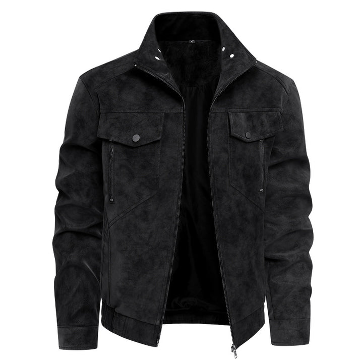Herren Modische Kunstlederjacke mit praktischen Taschen Echo Archiv