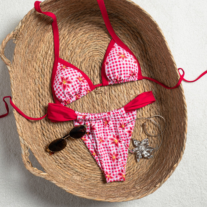 Damen Triangel-Bikini mit floralem Design und Rüsche Echo Archiv