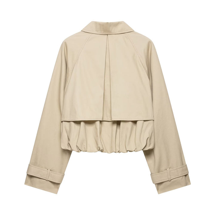 Damen 60+ Cropped Trenchblouson mit Cape‑Detail und Tunnelzugsaum Echo Archiv