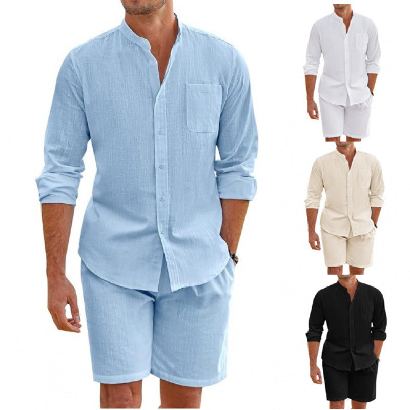 Herren leichtes Leinenhemd mit passender Shorts Echoarchiv