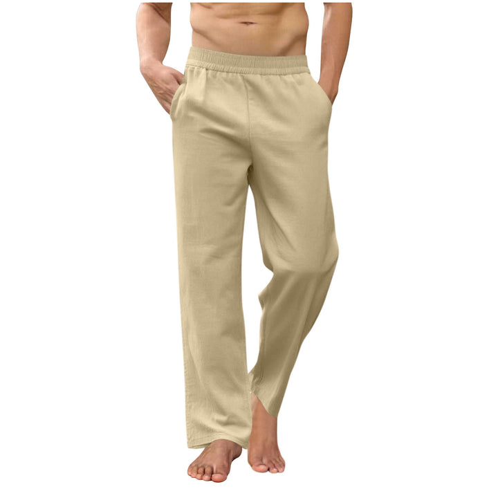 Herren lockere Loungehose mit elastischem Bund, Eingrifftaschen und seitlichen Knöchelschlitzen – Sorevano