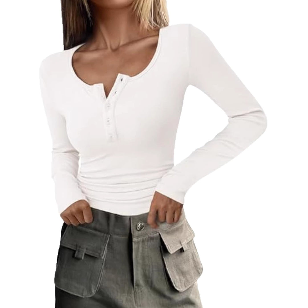 Damen Langarmshirt mit Knopfdetails Echo Archiv