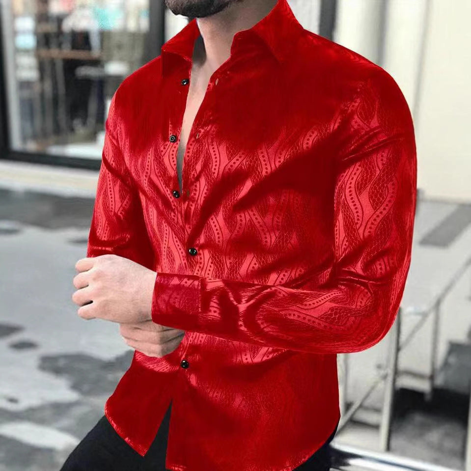 Herren Slim-Fit Hemd mit elegantem Wellenmuster Echoarchiv