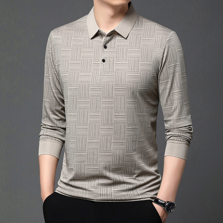 Herren Poloshirt mit modernem geometrischen Muster und atmungsaktiver Struktur Echoarchiv