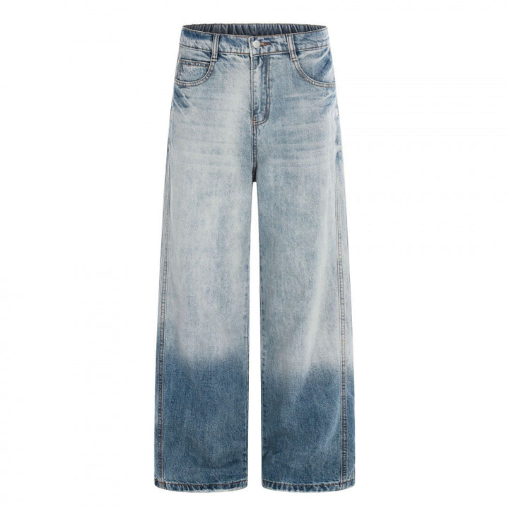 Damen Weite High-Waist Denim-Jeans mit Ombre-Saum und elastischem Rückenteil Echo Archiv