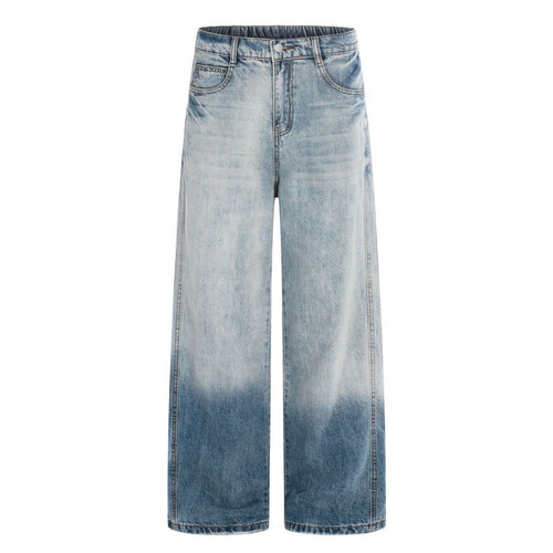 Damen Weite High-Waist Denim-Jeans mit Ombre-Saum und elastischem Rückenteil Echo Archiv