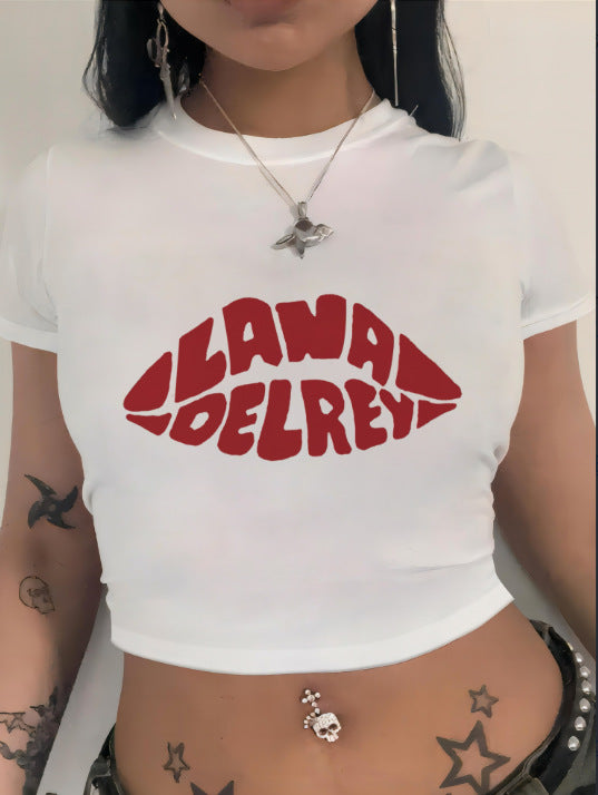 Damen Crop-T-Shirt mit auffälligem Statement-Print Echo Archiv