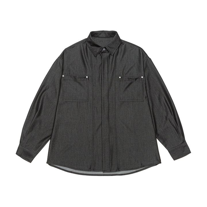 Herren Overshirt aus schwerer Twill‑Qualität mit verdeckter Knopfleiste und Brusttaschen Echoarchiv