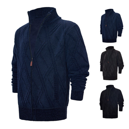 Herren Fleece-Jacke mit strukturierter Oberfläche und hohem Kragen Echoarchiv