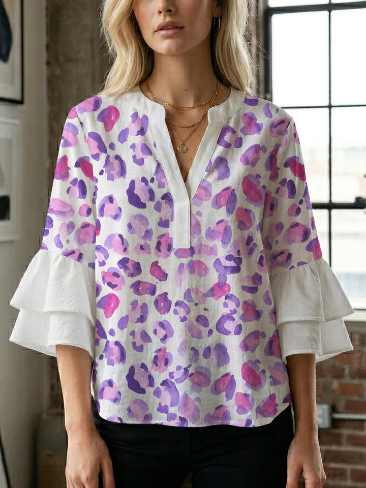 Damen Bluse mit Rüschendetails und auffälligem Animal-Print Echo Archiv