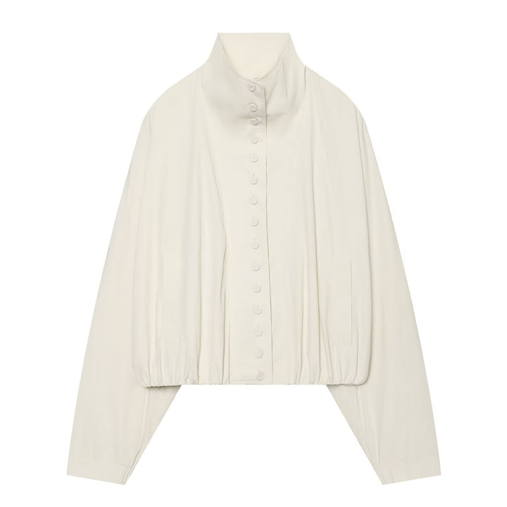 Damen Cropped-Blouson mit hohem Stehkragen, durchgehender Knopfleiste und Ballonärmeln Echo Archiv