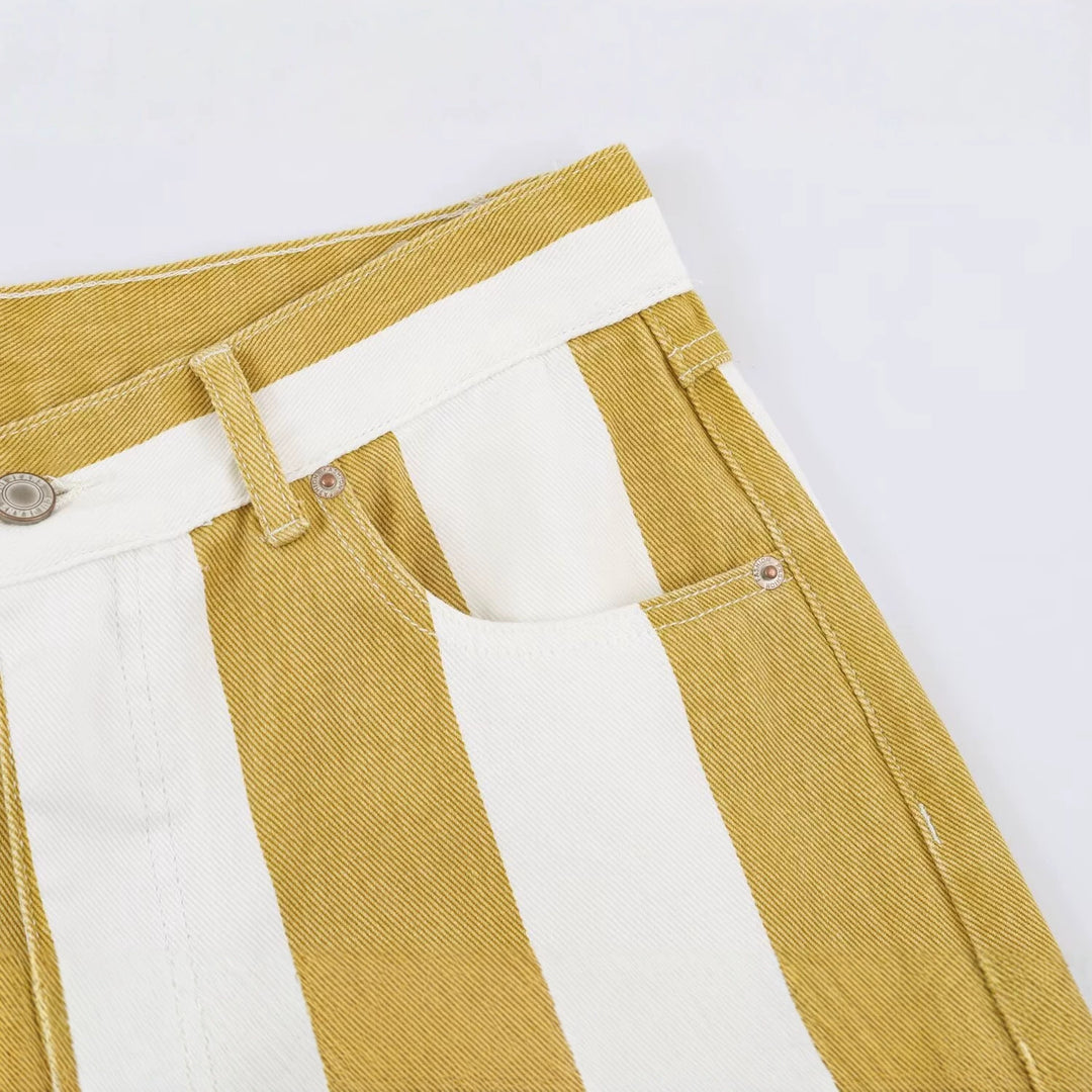 Damen Taillenhohe Culotte-Hose mit breiten Streifen und weitem Bein Echo Archiv