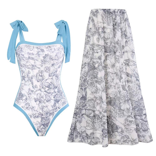 Damen Maxirock mit floralen Mustern und voluminösem Schnitt Echo Archiv