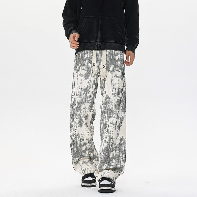 Herren Weit geschnittene Loungehose mit abstraktem Allover‑Print, elastischem Bund und Tunnelzug Echo Archiv