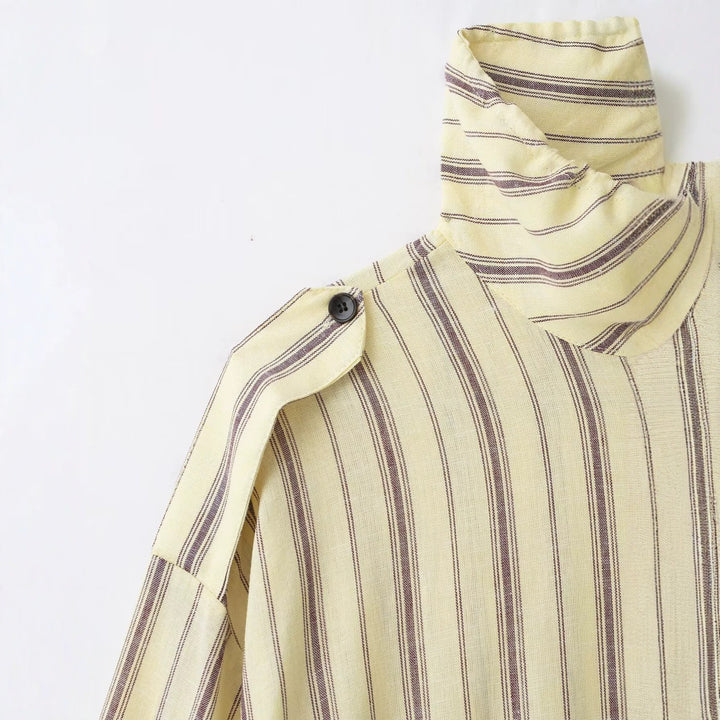 Damen Gestreifte Leichte Blousonjacke mit Standkragen und Tunnelzug Echo Archiv