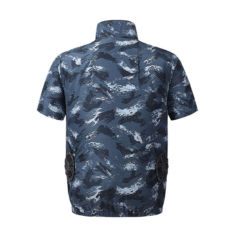 Herren nan leichte kurzärmelige Freizeitjacke mit Stehkragen, Reißverschluss und Brusttaschen Echo Archiv