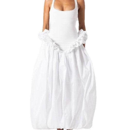 Damen Elegantes Maxikleid mit Rüschensaum und Figurbetontem Oberteil Echo Archiv