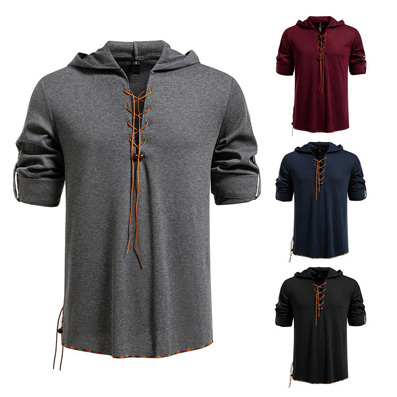 Herren lässiges Hoodie mit dekorativer Schnürung Echoarchiv