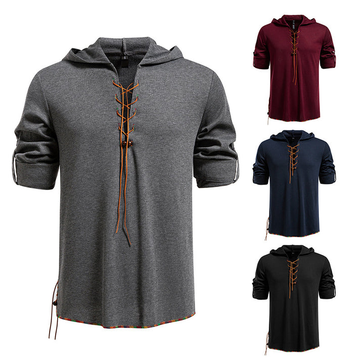 Herren lässiges Hoodie mit dekorativer Schnürung Echoarchiv