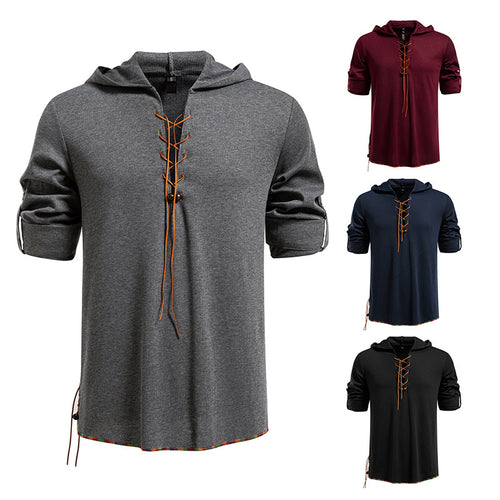 Herren lässiges Hoodie mit dekorativer Schnürung Echoarchiv